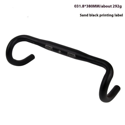 Black UNO road bike aluminium racing handlebar with small bent profile showing 31.8mm clamp markings