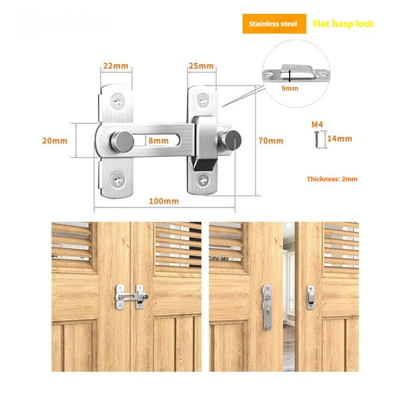 90-degree carbon steel sliding door lock with stainless steel shackle for warehouse security