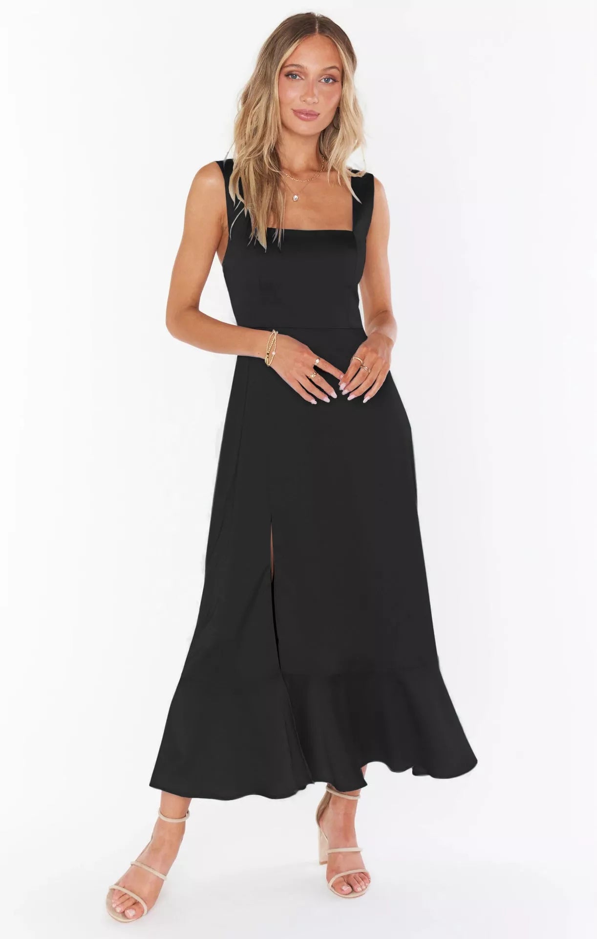 Women's summer suspender split dress with lace-up detail in various colors