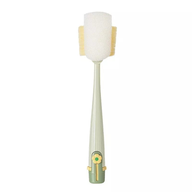 5-in-1 cup cleaning tool with long handle and sponge brush in cream white and dark green