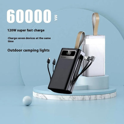 Large capacity portable power bank in Samurai Black or Knight White with fast charging double line, 168x70x54mm