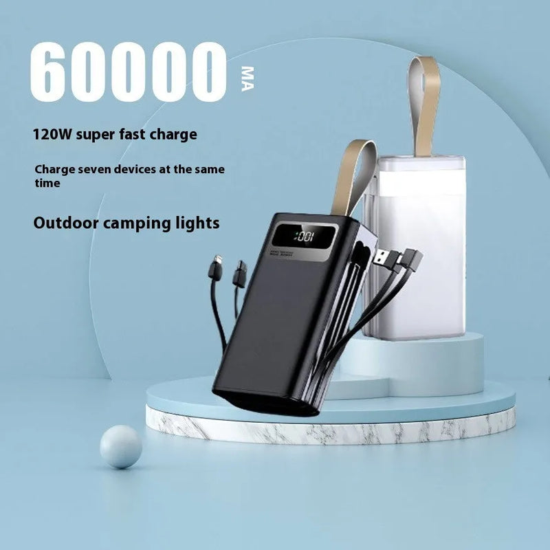 Portable Power Bank 100000mAh 50000mAh 60000mAh 80000mAh Large Capacity Super Fast Charge Plastic Shell 168x70x54mm with Fast Charging Double Line Samurai Black or Knight White