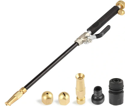 Black high pressure adjustable nozzle water gun with 20MPa output and 10m brass tip spray for garden and car cleaning