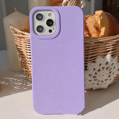 Wheat straw biodegradable phone case for Apple iPhone showing natural fibre texture and colour options