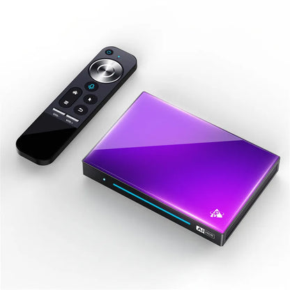 Android eight-core set-top box, 96mm x 16.8mm, with HDMI, Bluetooth, WiFi, remote control and DC power supply