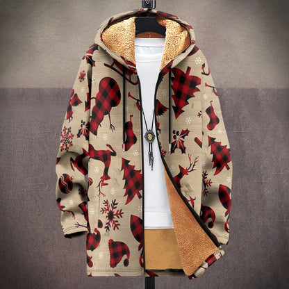 Men's multicolour printed hooded cardigan jacket with front zipper in loose casual fit