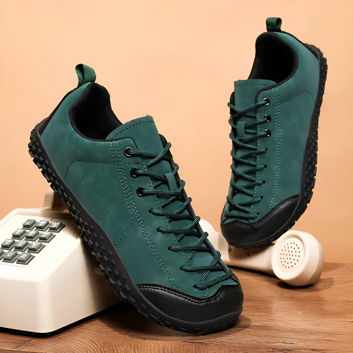 Large size German training shoes with wide toe, mesh upper, flat heel, and rubber sole in black, beige, green, or pink