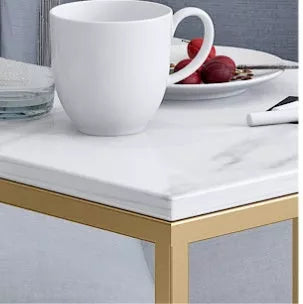 Modern small marble coffee table with metal frame in gold or black