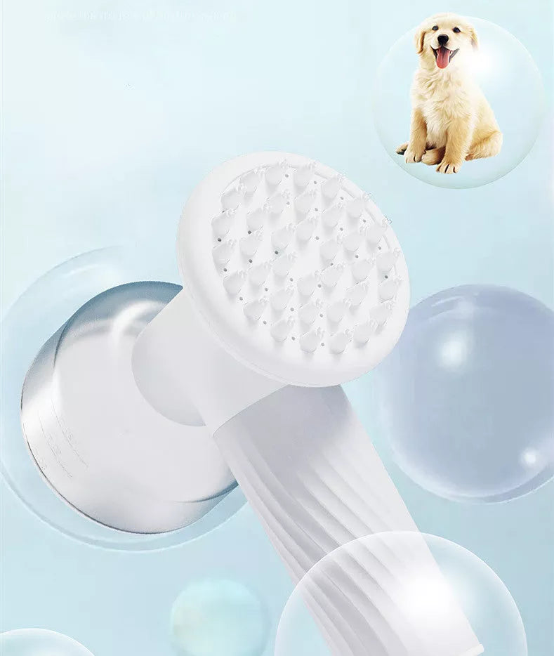 Automatic foaming pet bath brush with soap dispenser for dogs and cats