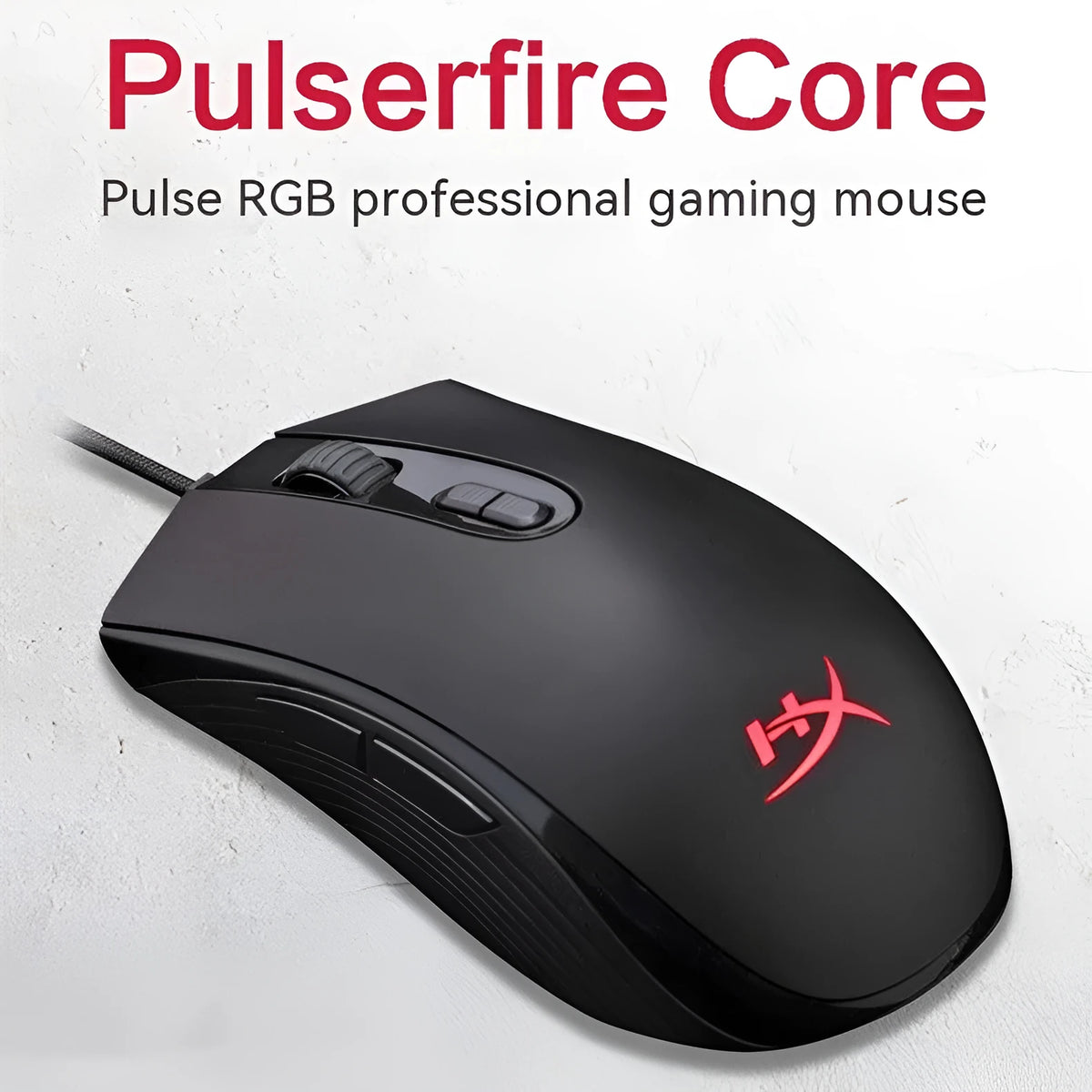 Pulse RGB wired gaming mouse with USB cable in black or pink colour options