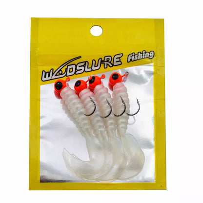 Soft Bait Bionic Fake Lead Head Hook Fishing Tackle with curling tail