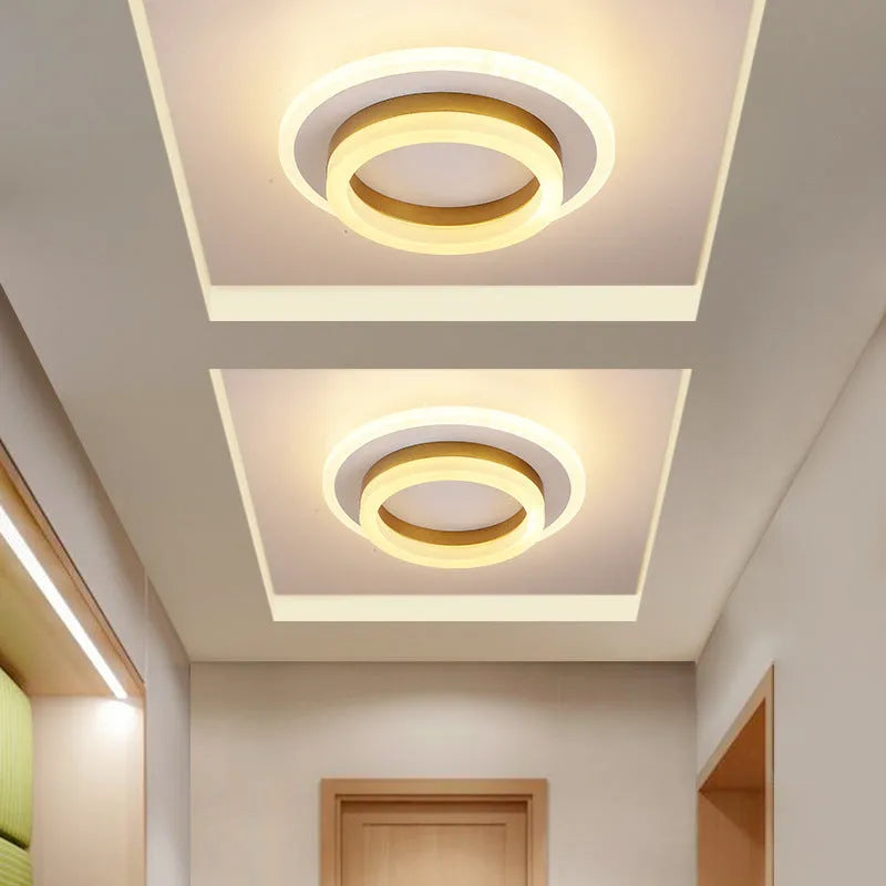Modern LED corridor ceiling light in black round design with tri-colour adjustable lighting for hallways and entrances