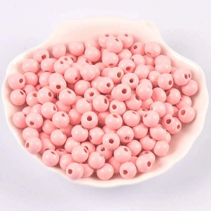 100 round wooden beads in 6mm to 12mm sizes, lotus wood with dyed surface for DIY crafts