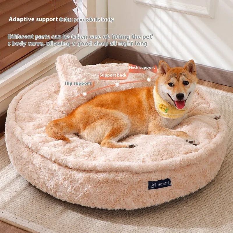 Four Seasons Universal cloth dog kennel in round nest milk tea colour, size S.