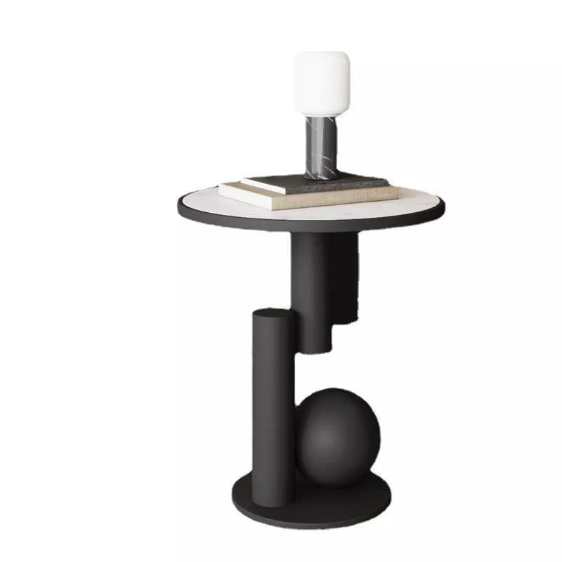 Simple iron bedside table in black, gold, green, or pink with 55cm height and 40cm desktop diameter