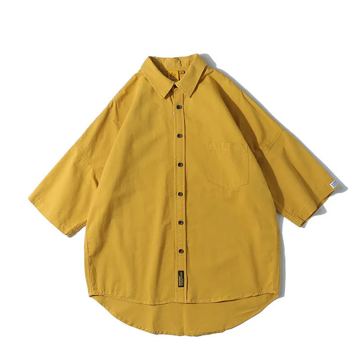 Men's loose-fit Japanese cardigan shirt in cotton for summer, available in multiple colours.