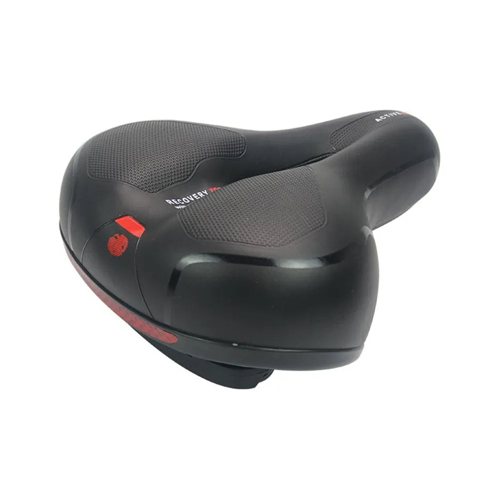Bicycle cushion with thickened silicone saddle, spring suspension, and PU leather surface on bicycle seat post