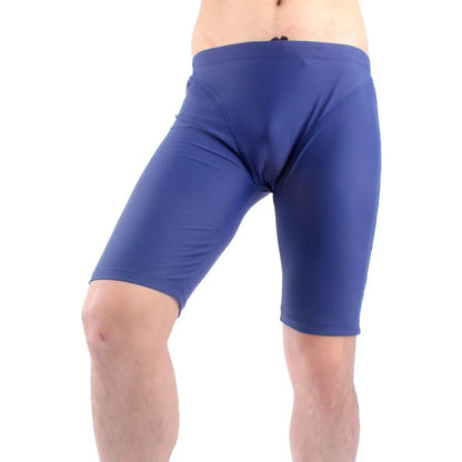 Men's green quick-drying swimming trunks with five-point fashion design and anti-embarrassment fit