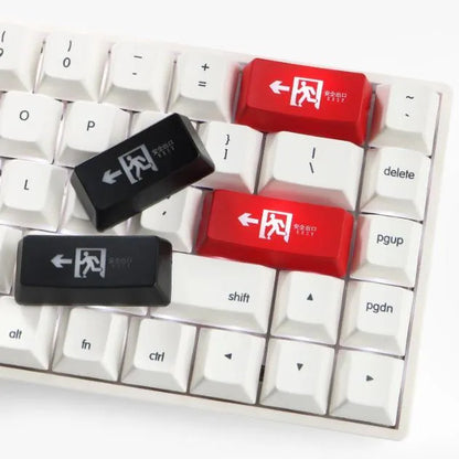 Transparent mechanical keyboard key cap with safety evacuation exit design in red colour