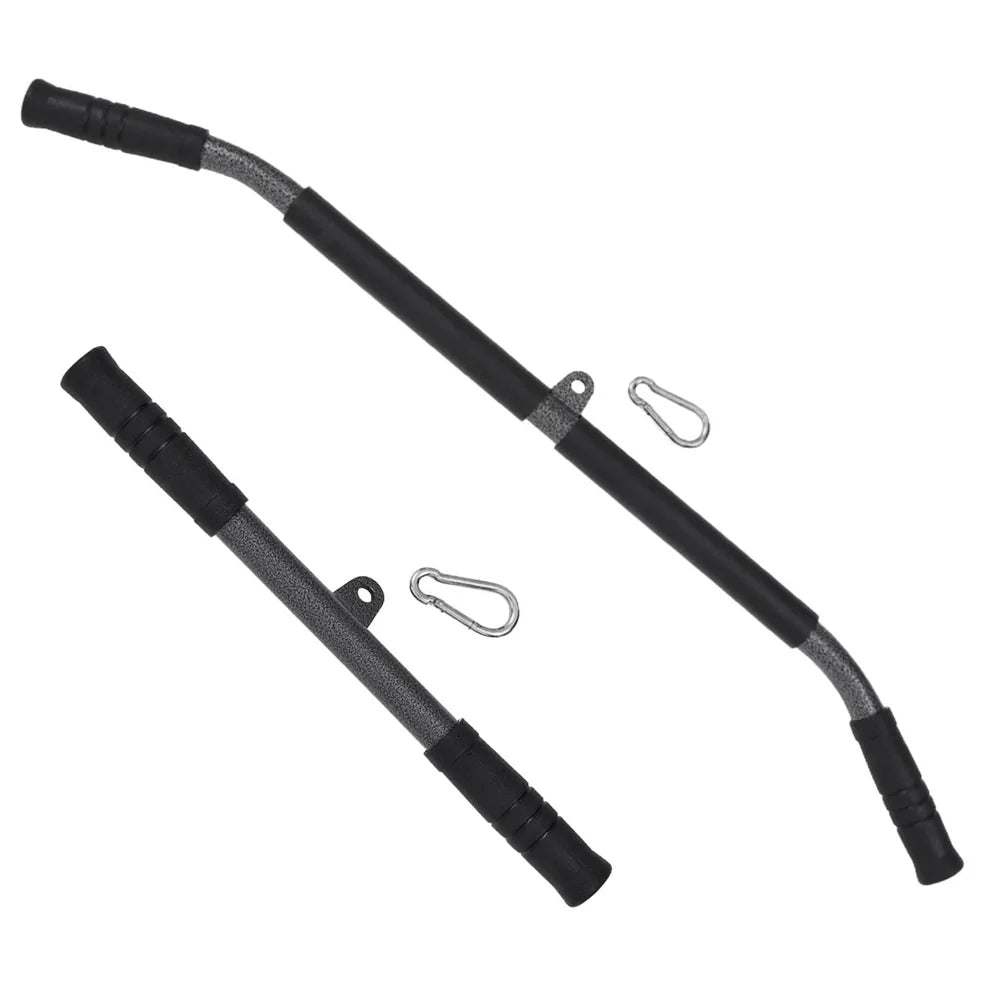 Steel fitness handles with PU grips and EVA padding for cable machine exercises