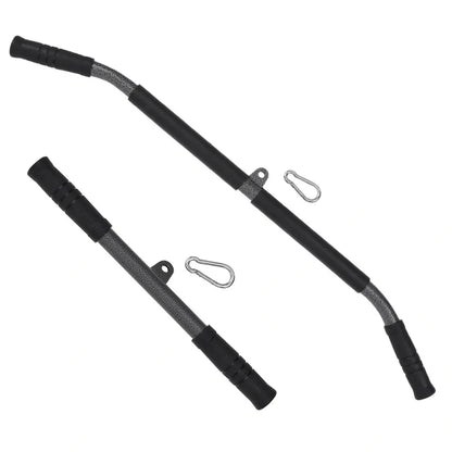 Steel fitness handles with PU grips and EVA padding for cable machine exercises
