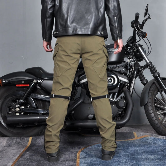 Motorcycle four seasons drop-resistant cycling pants in green or black with waterproof windproof features