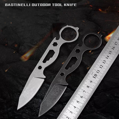 Wilderness Survival Knife with multi-function tail ring and 440C steel blade