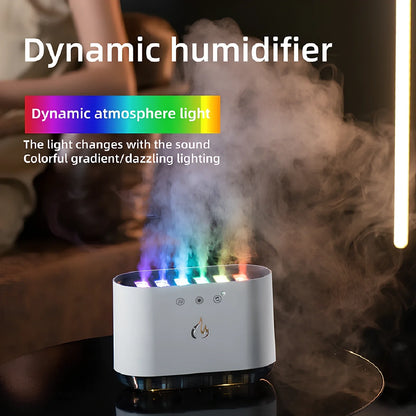 White ultrasonic humidifier with 7-colour LED lights and 360° rotating mist nozzle