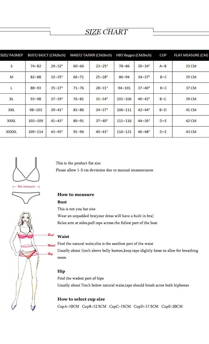 Women's three-piece backless push-up bikini set in creamy white, reddish brown or white colours