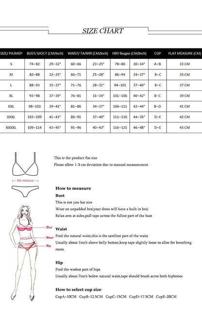 Women's three-piece backless push-up bikini set in creamy white, reddish brown or white colours