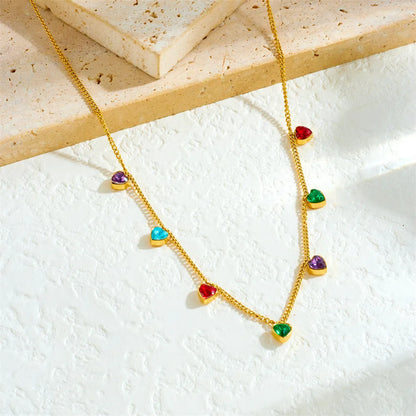 Gold-plated stainless steel necklace with heart pendant on adjustable 41-50 cm chain