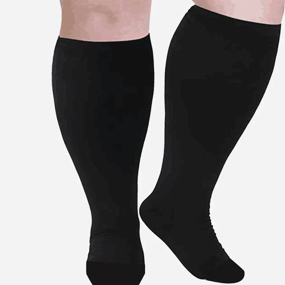 Premium plus-size compression socks with bamboo fibers for superior comfort and support