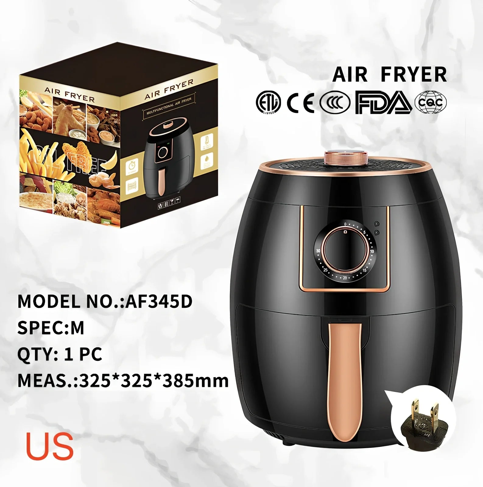 5.5L touch screen air fryer with metal body and LCD display for healthier frying