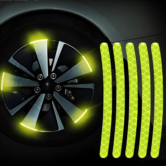 20-piece car wheel hub reflective stickers in multiple colours including fluorescent, rainbow and standard options