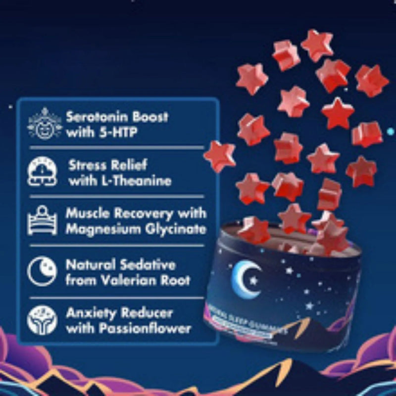 Melatonin soft candy gummies for sleep support - sealed bottle containing 60 capsules for consistent potency, stored at room temperature for everyday convenience