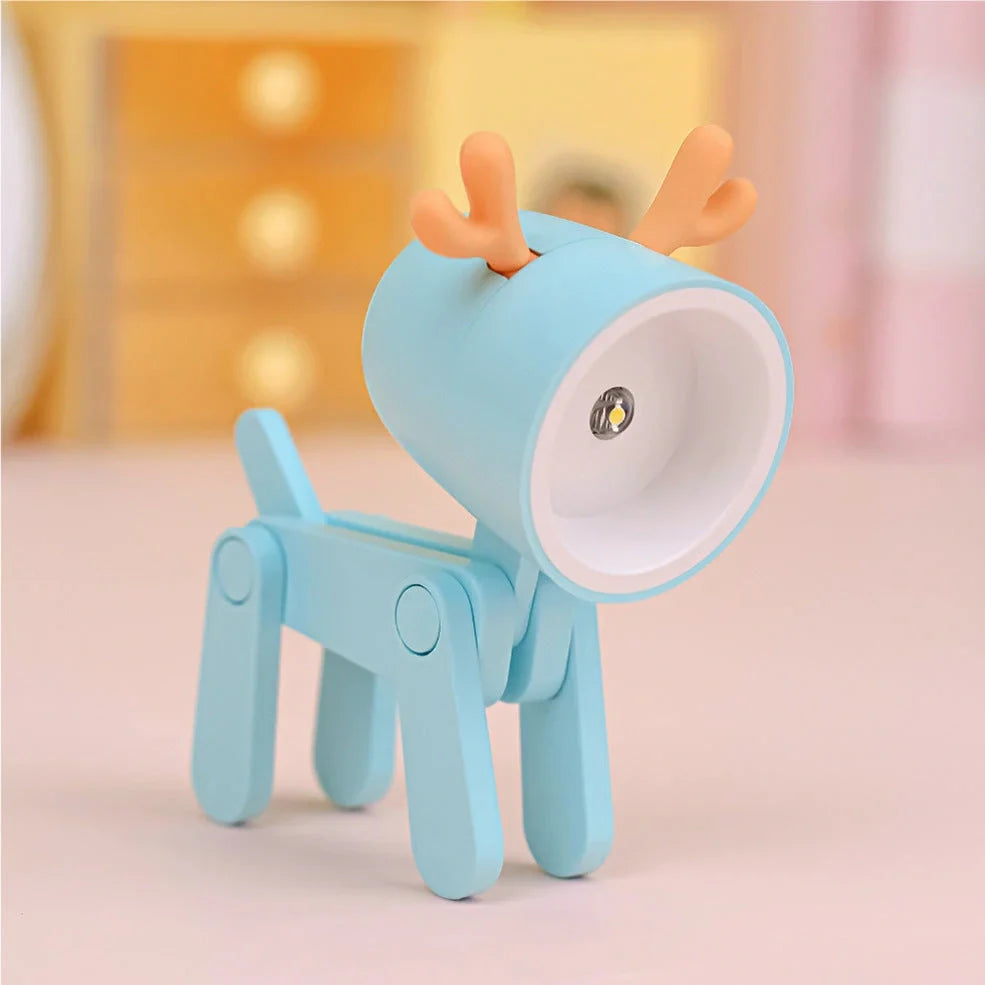 Hand-made mini night lamp with cartoon animal design in blue, measuring 33x55x80mm