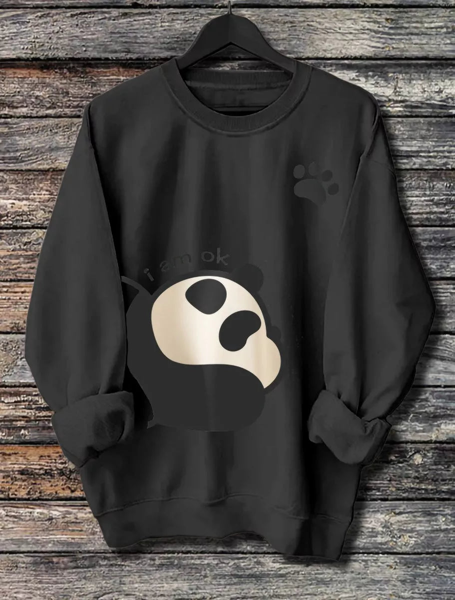 Women's Long Sleeved Panda Print Hoodie in various colors and sizes