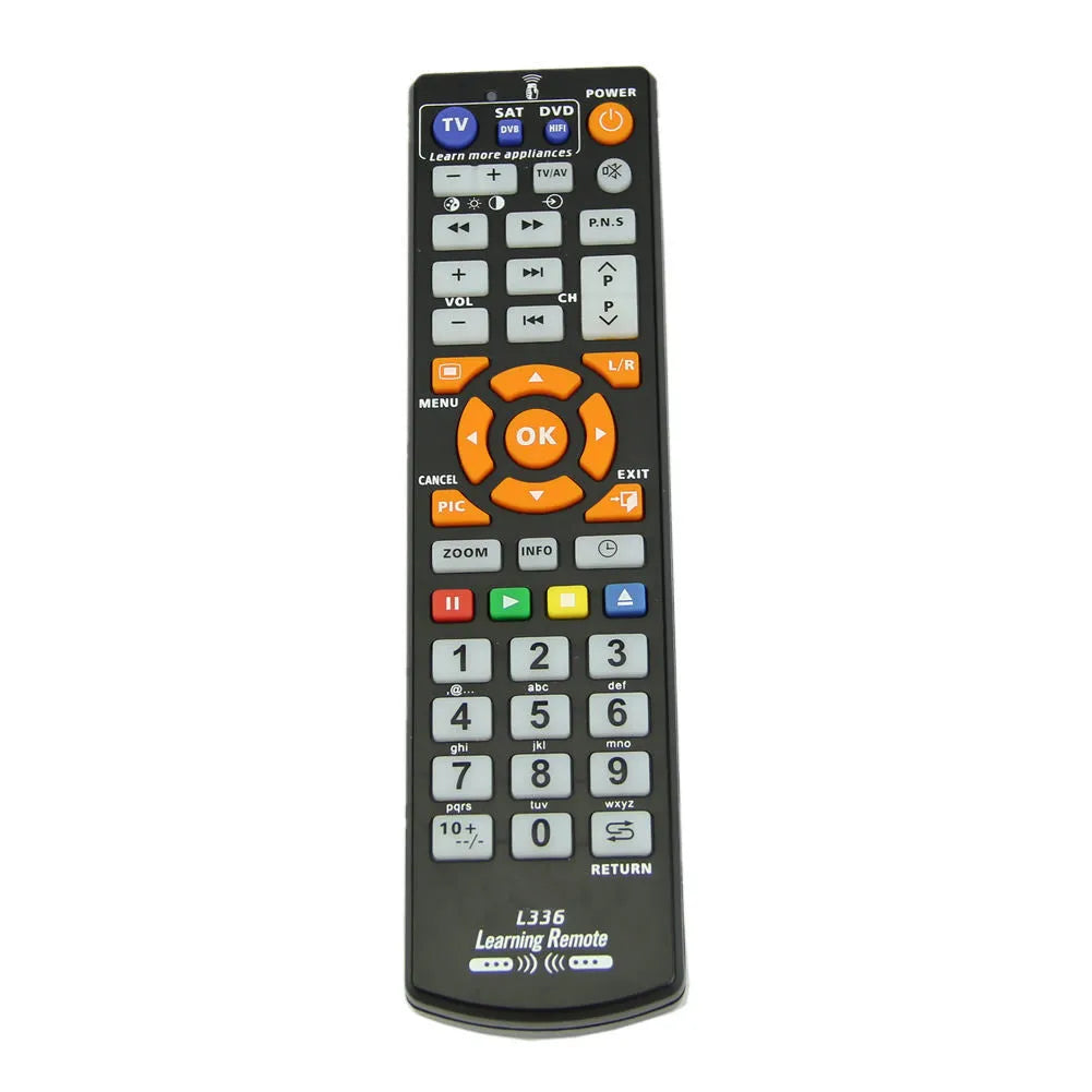 Black L336 learning remote control for audio and electronic equipment.