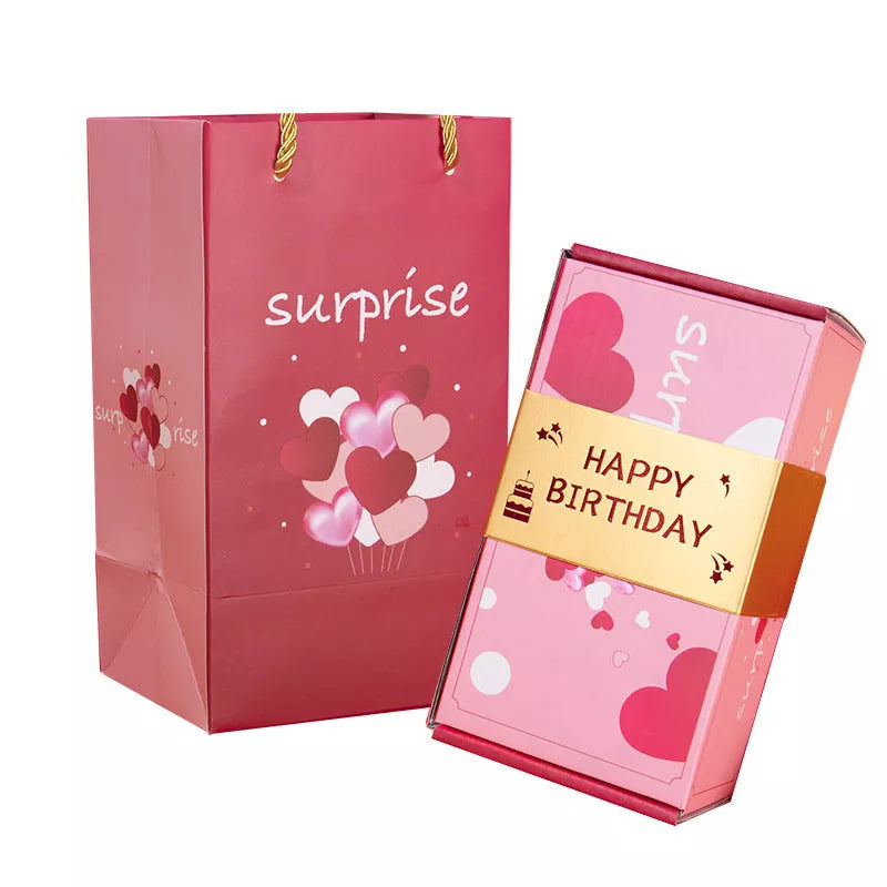 DIY folding paper surprise gift box with bouncing boxes for birthdays and holidays