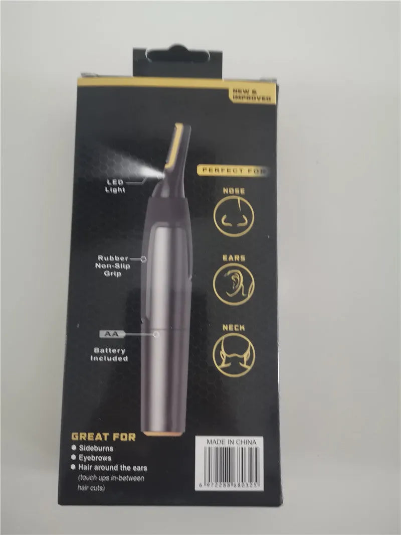 Gray electric hair catcher for men's eyebrow trimming with floating cutter head and ABS body, supplied in a colour box.