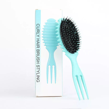 3-in-1 curl defining hair brush set with boar bristle comb and detangling brush