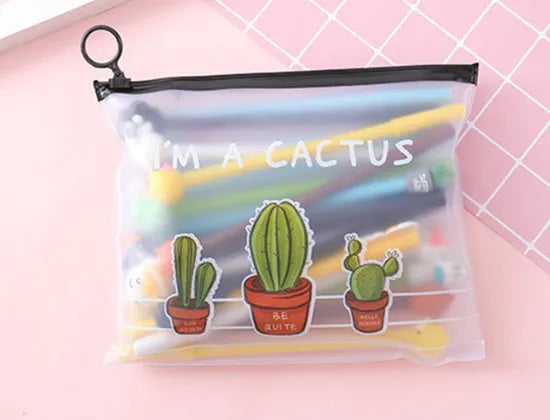 Marvel 20-pack of 0.5mm black pens with cartoon cactus designs in a 21x17cm plastic case
