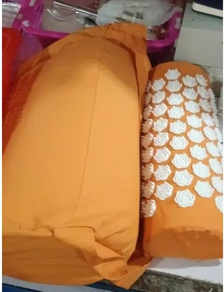 Lotus-shaped acupressure mat and pillow set in blue colour for massage therapy