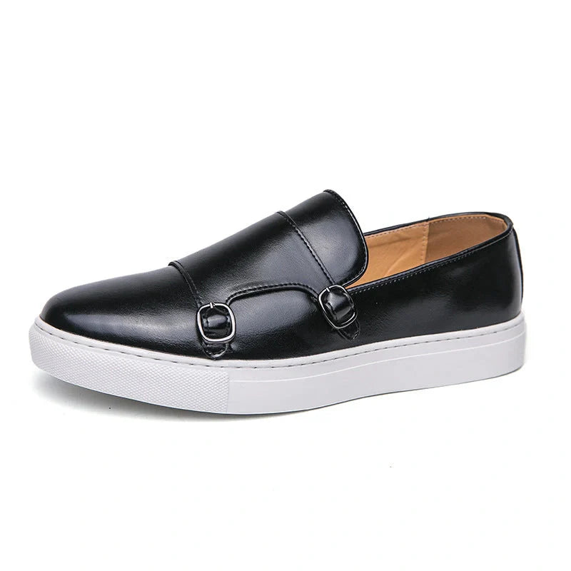 Men's colored leather slip-on loafers for business casual wear