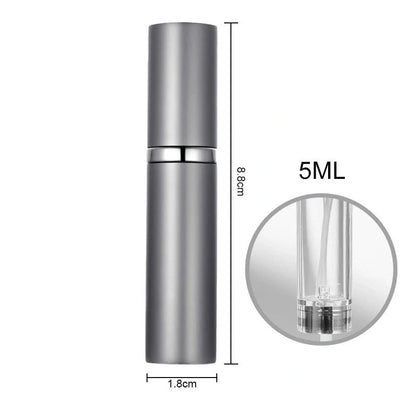 Portable perfume atomizer with compact, travel-friendly design and multiple color options