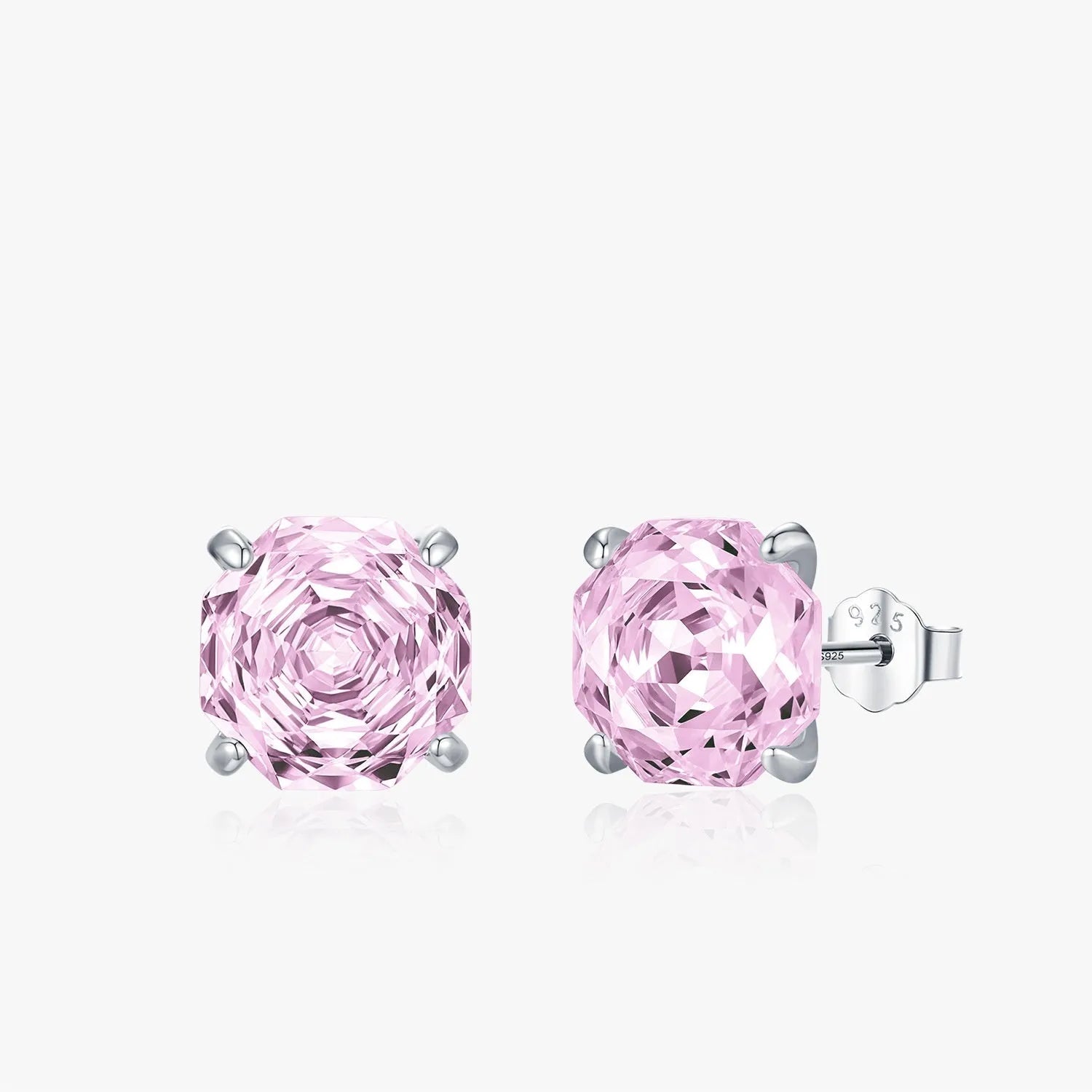 S925 sterling silver rose stud earrings for women in 6mm and 8mm sizes with butterfly backs