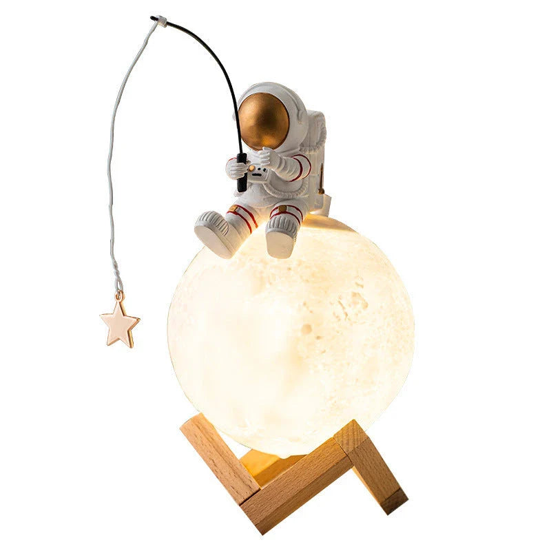 Elegant astronaut figurine with humidifier and night light features, perfect for modern home decor