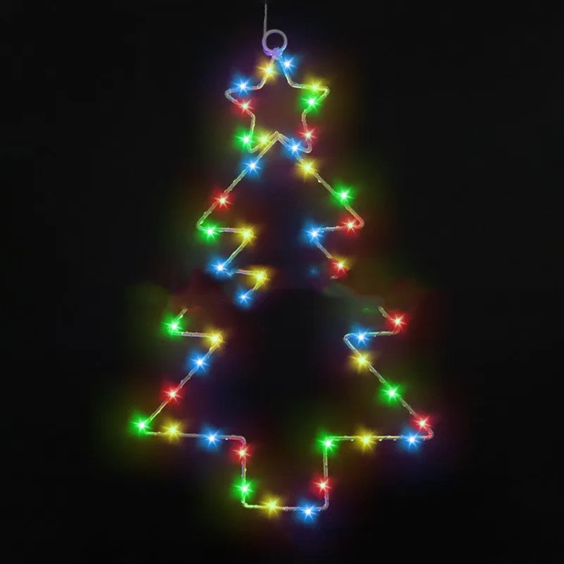Wrought iron Christmas tree shaped LED light, white birch colour, 40x25cm, battery operated, with remote control
