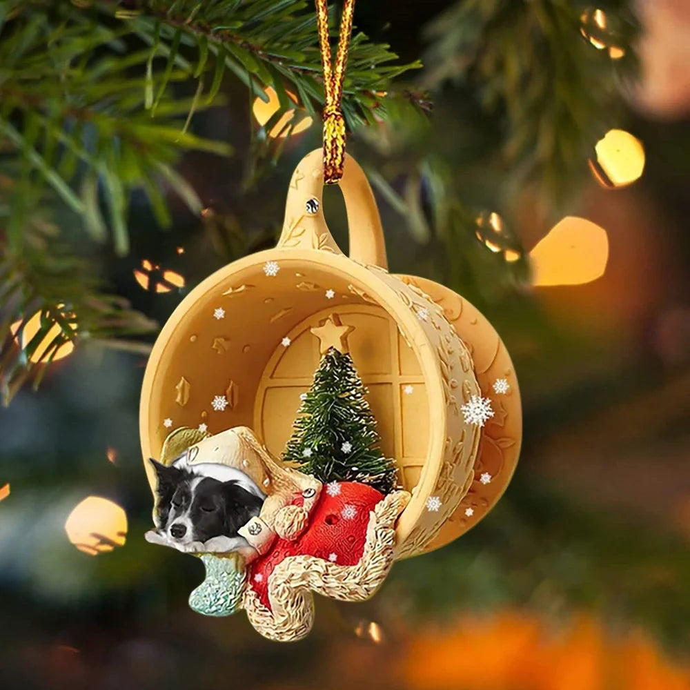 8cm acrylic sausage dog hanging decoration in multiple colours for home display
