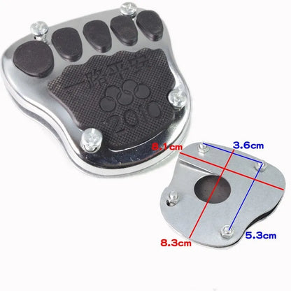 Metal motorcycle brake pedal skid plate showing Foot Pedal, Square Foot Pedal, and Small Brake Plate style options